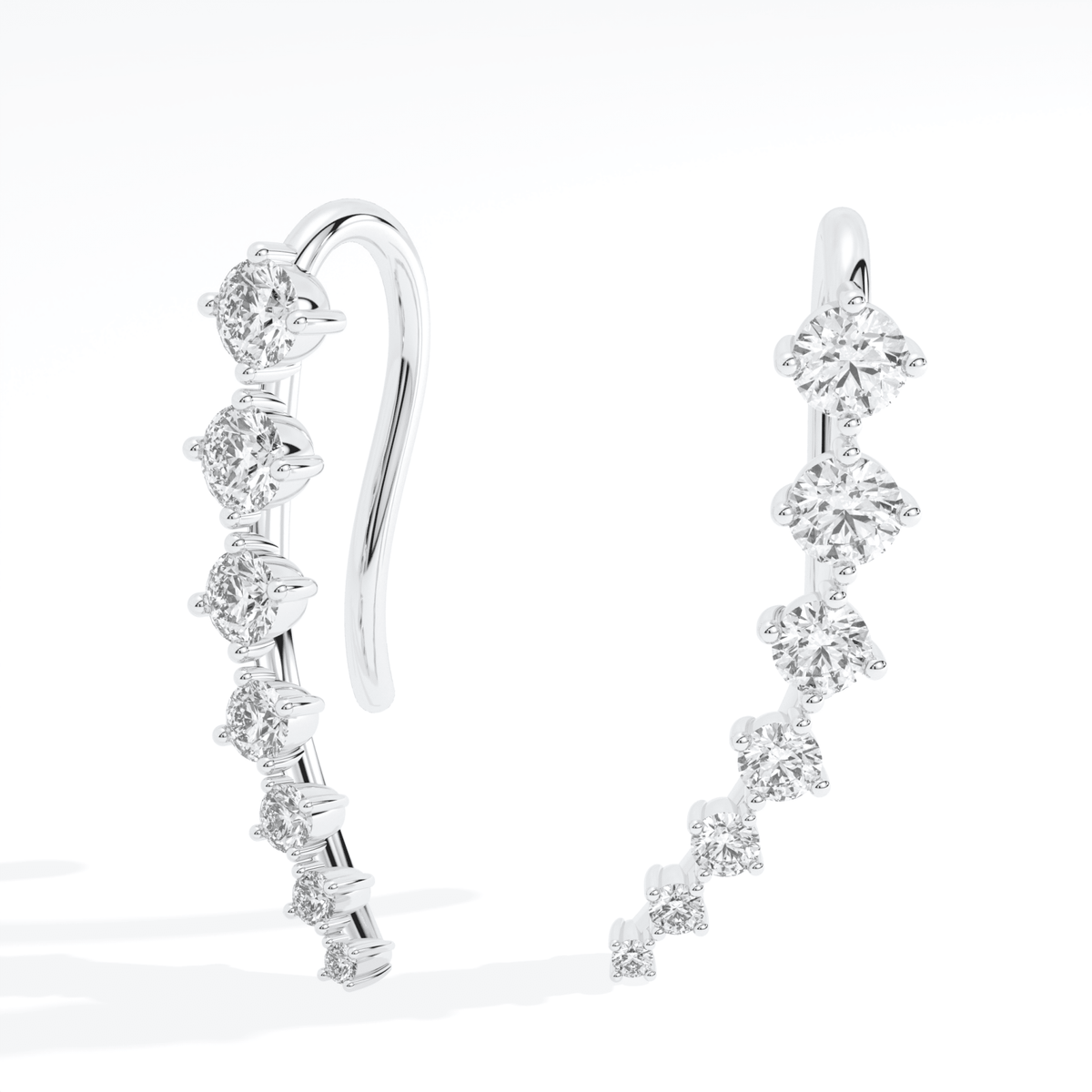 Seven Star Diamond Cuff Earring - Ring on Hand View