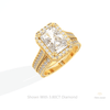 Stacking Lab Grown Diamond Band With Radiant Cut Halo Lab Grown Diamond Ring Set in Platinum - Lifestyle View