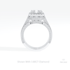 Stacking Lab Grown Diamond Band With Radiant Cut Halo Lab Grown Diamond Ring Set in 18K White Gold - Close-up View
