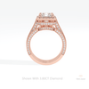 Stacking Lab Grown Diamond Band With Radiant Cut Halo Lab Grown Diamond Ring Set in 10K Rose Gold - Angled View