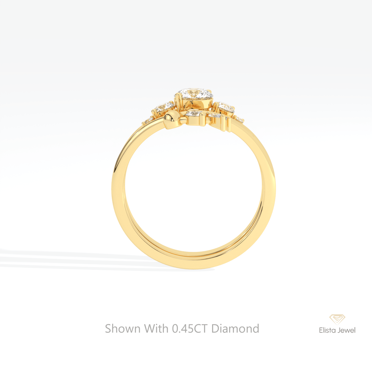 Stacking Lab Grown Diamond Band With Round Cut Lab Grown Diamond Ring Set - Alternative View