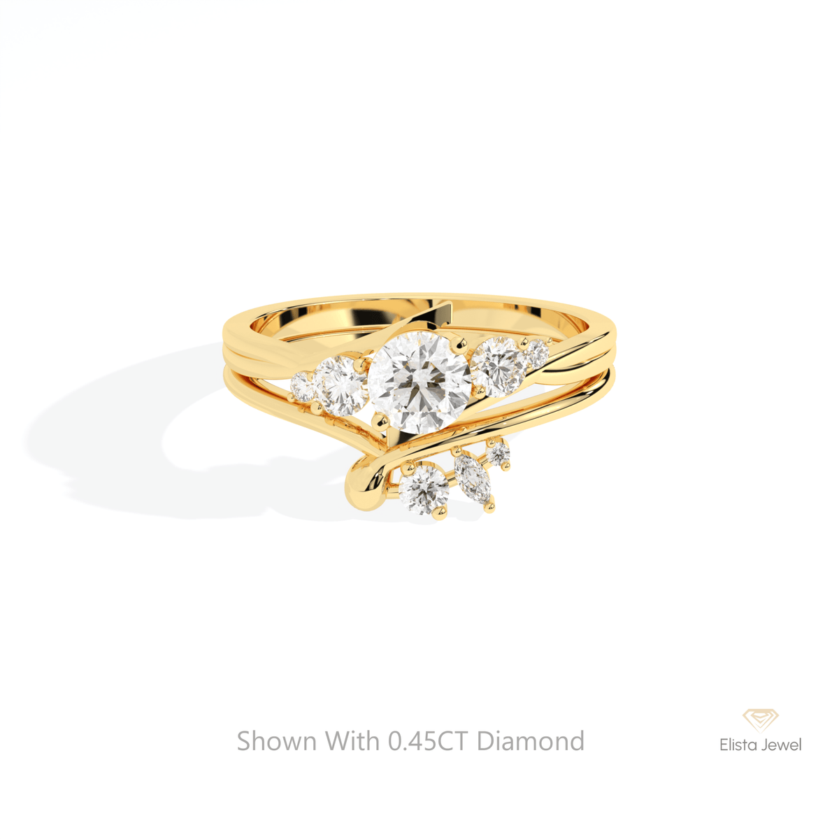 Stacking Lab Grown Diamond Band With Round Cut Lab Grown Diamond Ring Set in 18K Rose Gold - Ring on Hand View