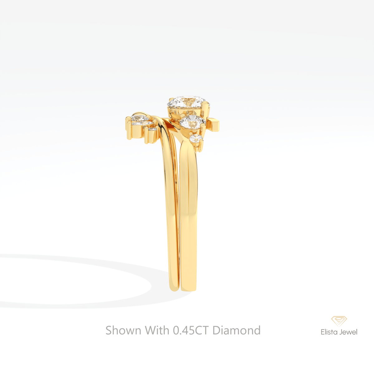 Stacking Lab Grown Diamond Band With Round Cut Lab Grown Diamond Ring Set - Additional View