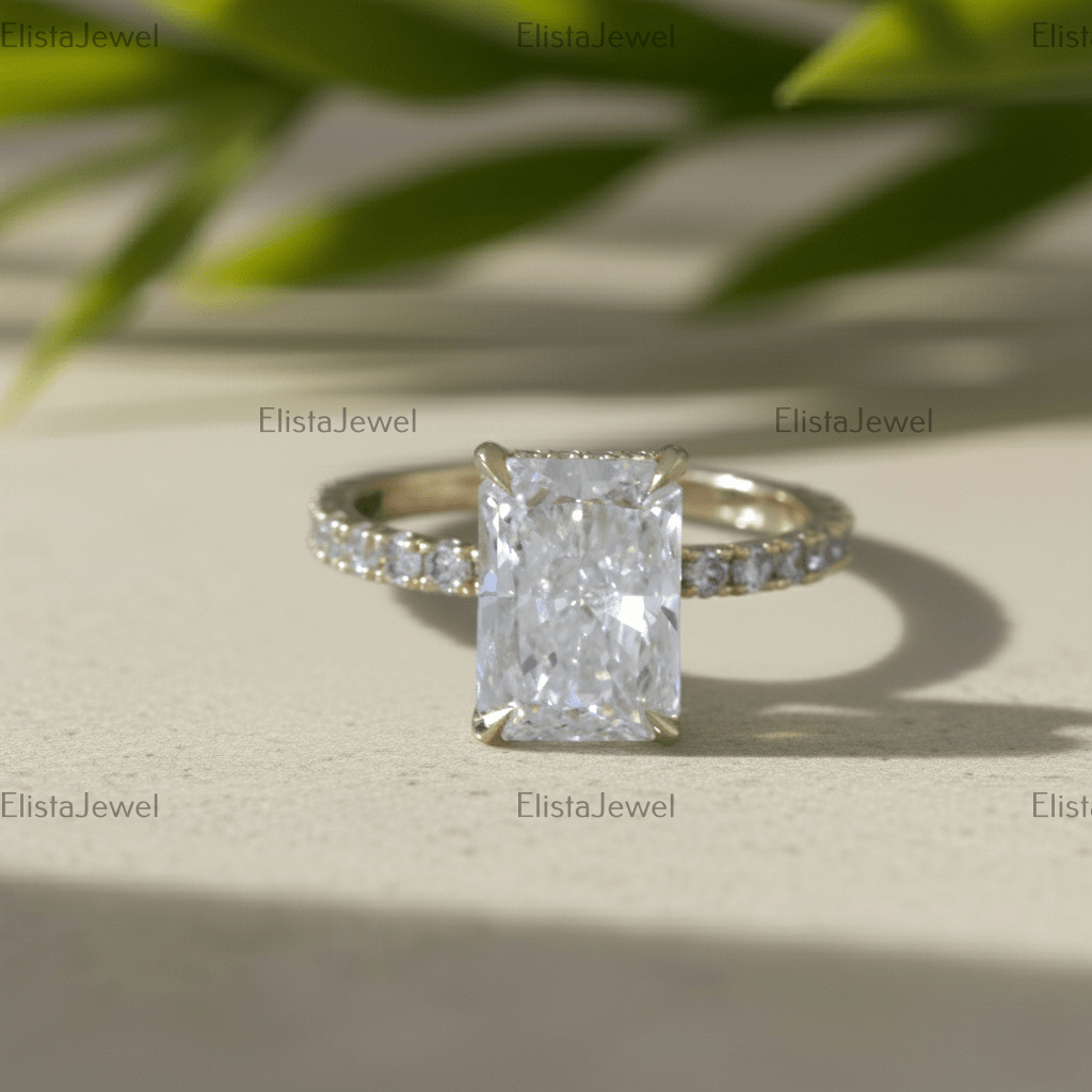 The Verona Secret Halo Engagement Lab Grown Diamond Ring in 10K - Top View
