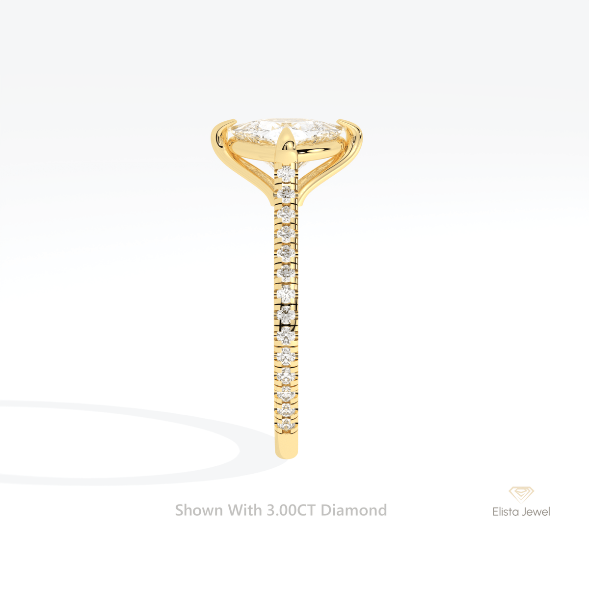 Trilliant Cut Accent Engagement Lab Grown Diamond Ring in 18K Yellow Gold - Perspective View