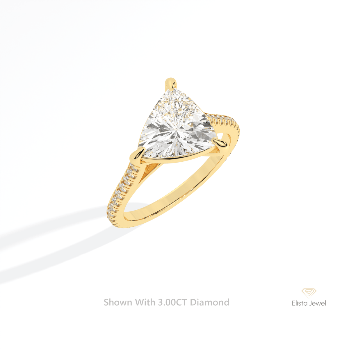 Trilliant Cut Accent Engagement Lab Grown Diamond Ring in 14K Rose Gold - Profile View