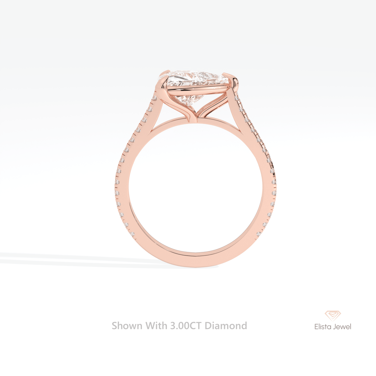 Trilliant Cut Accent Engagement Lab Grown Diamond Ring - Alternative View