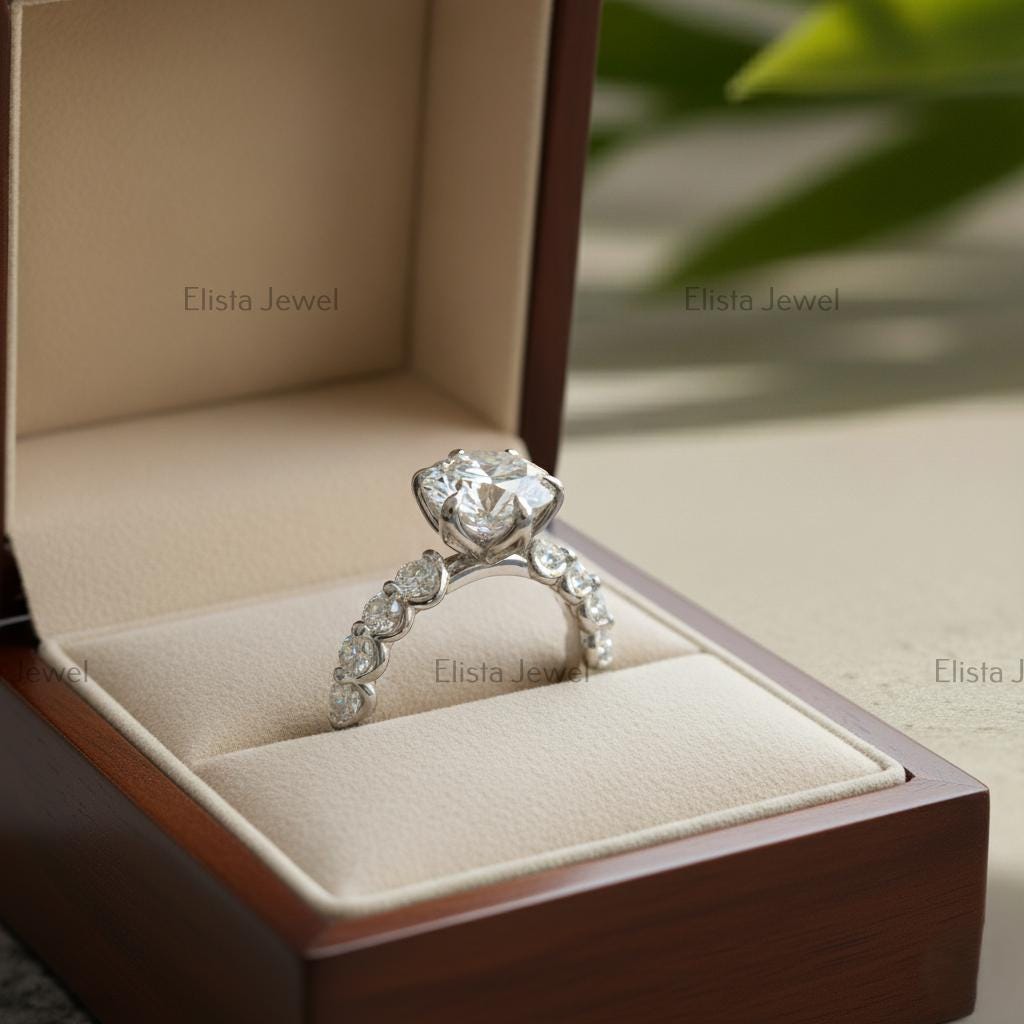 Tulip Lab-Grown Diamond Engagement Ring, 10K White Gold, Certified Bridal Ring