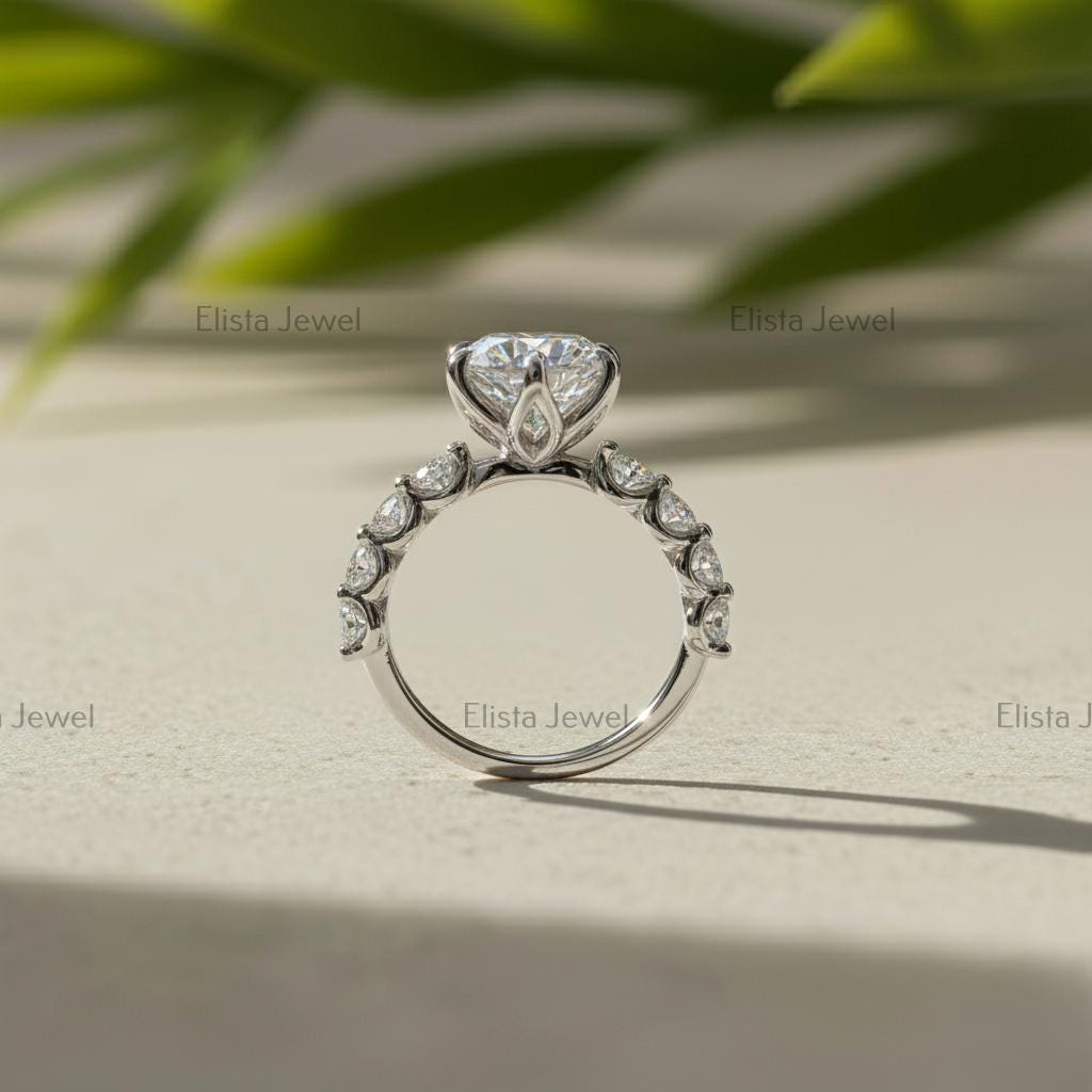 Tulip Lab-Grown Diamond Engagement Ring, 10K White Gold, Certified Bridal Ring
