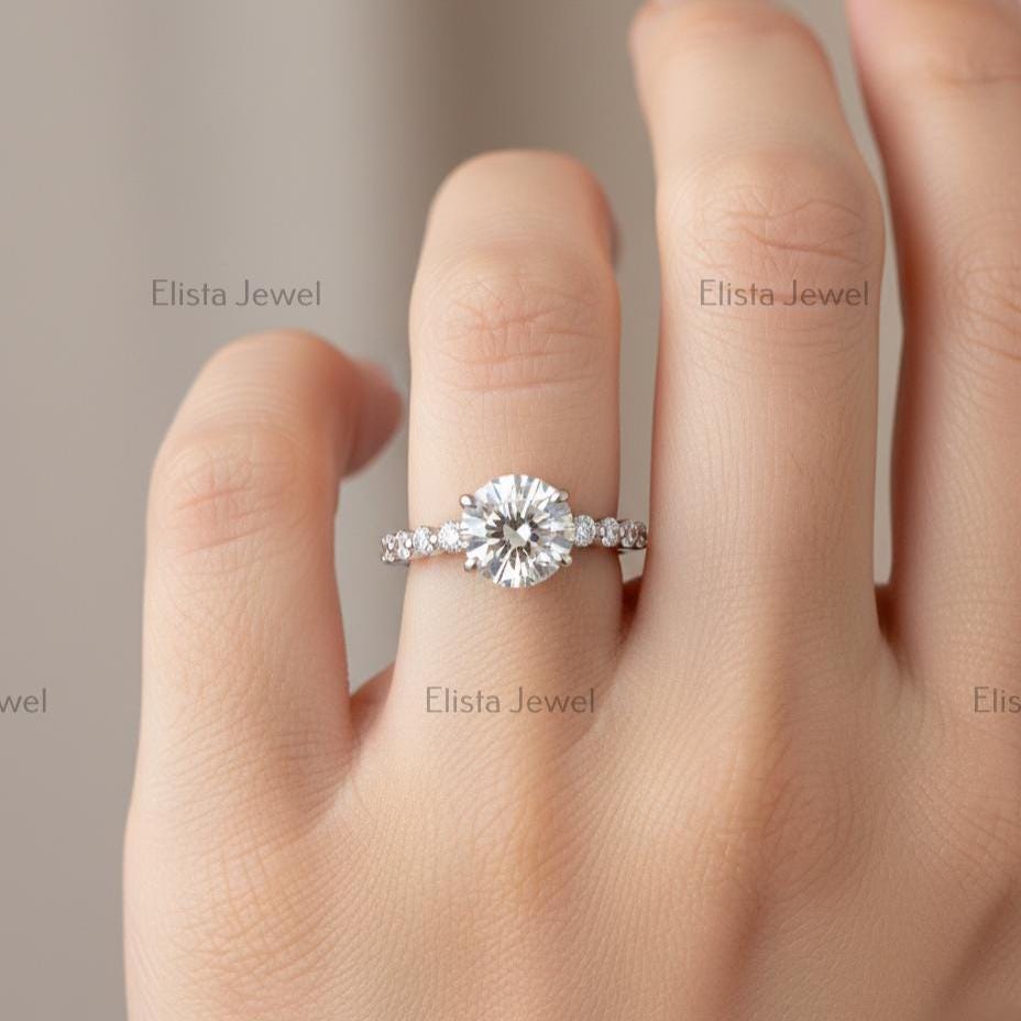 Tulip Lab-Grown Diamond Engagement Ring, 10K White Gold, Certified Bridal Ring