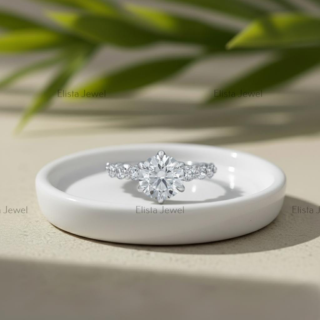 Tulip Lab-Grown Diamond Engagement Ring, 10K White Gold, Certified Bridal Ring