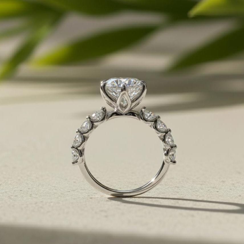 Tulip Lab-Grown Diamond Engagement Ring, 10K White Gold, Certified Bridal Ring