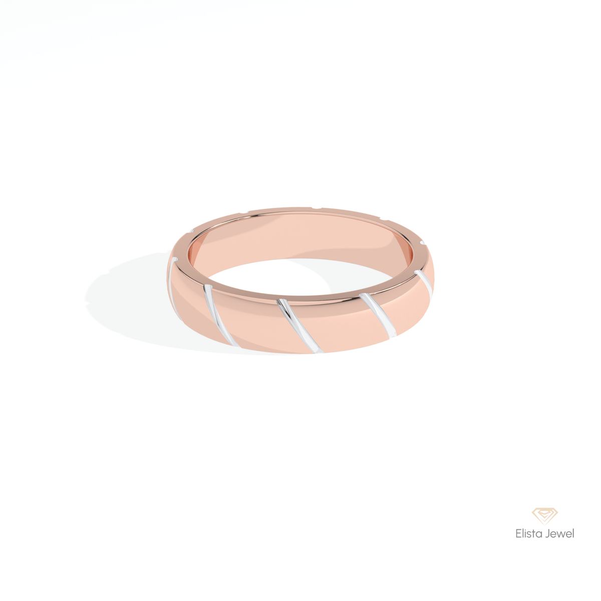 Two Tone 14K Gold Wedding Lab Grown Diamond Band - Front View