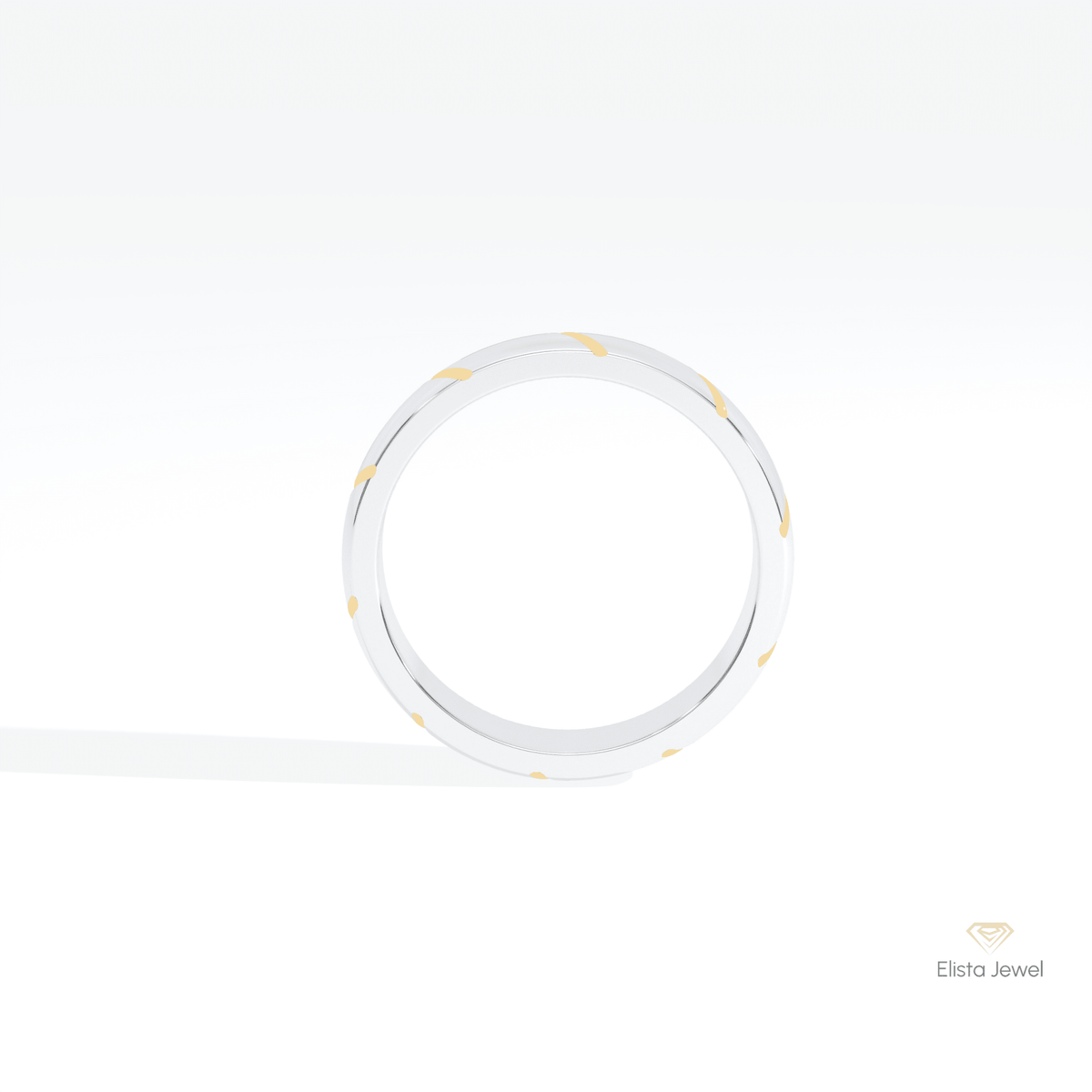 Two Tone 14K Gold Wedding Lab Grown Diamond Band - View 15