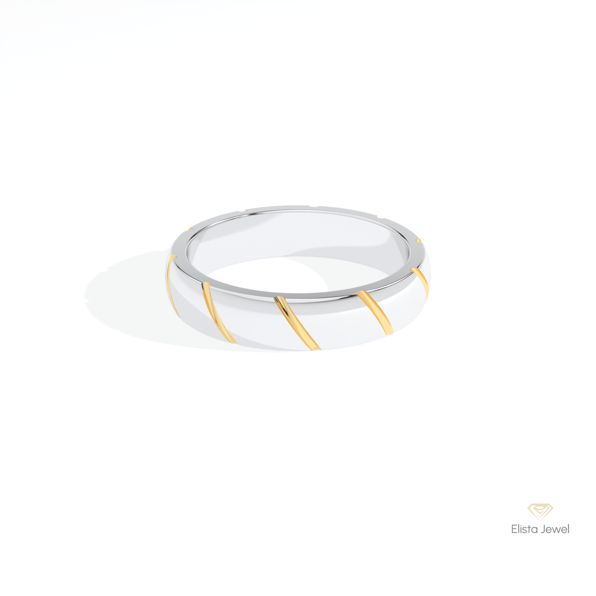 Two Tone 14K Gold Wedding Lab Grown Diamond Band - View 13