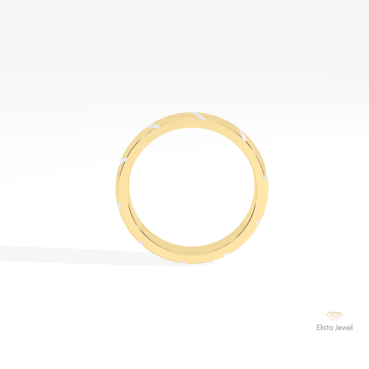 Two Tone 14K Gold Wedding Lab Grown Diamond Band - Alternative View