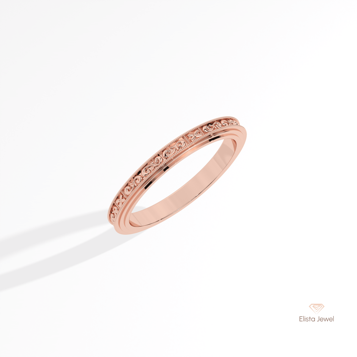 Vintage Art Deco Wedding Lab Grown Diamond Band in Platinum - Lifestyle View