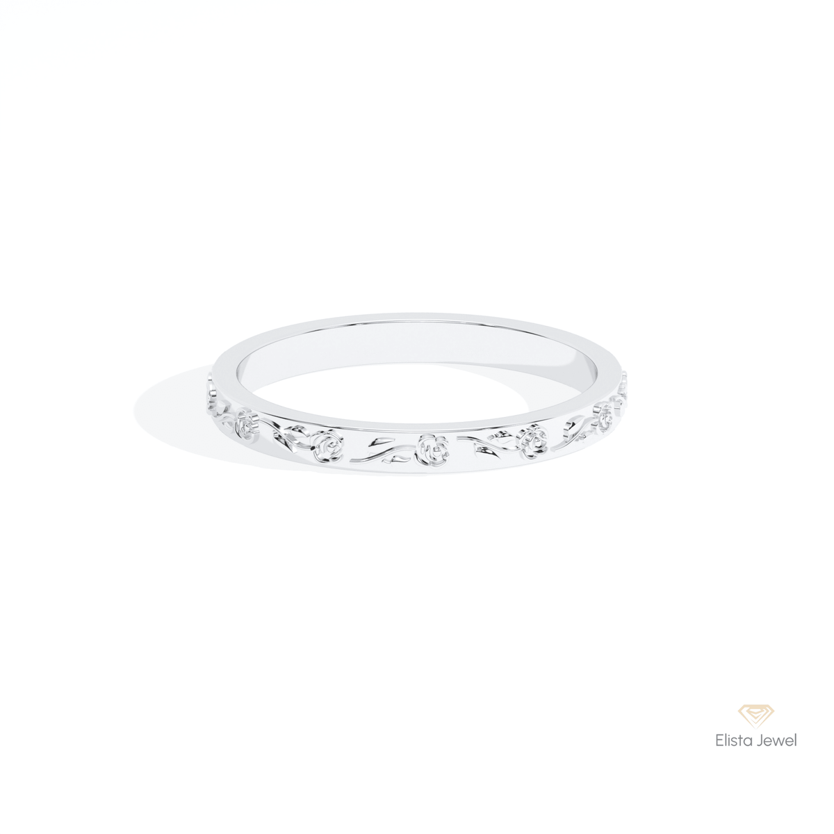 Vintage Art Deco Wedding Lab Grown Diamond Band in 14K Yellow Gold - Detail View