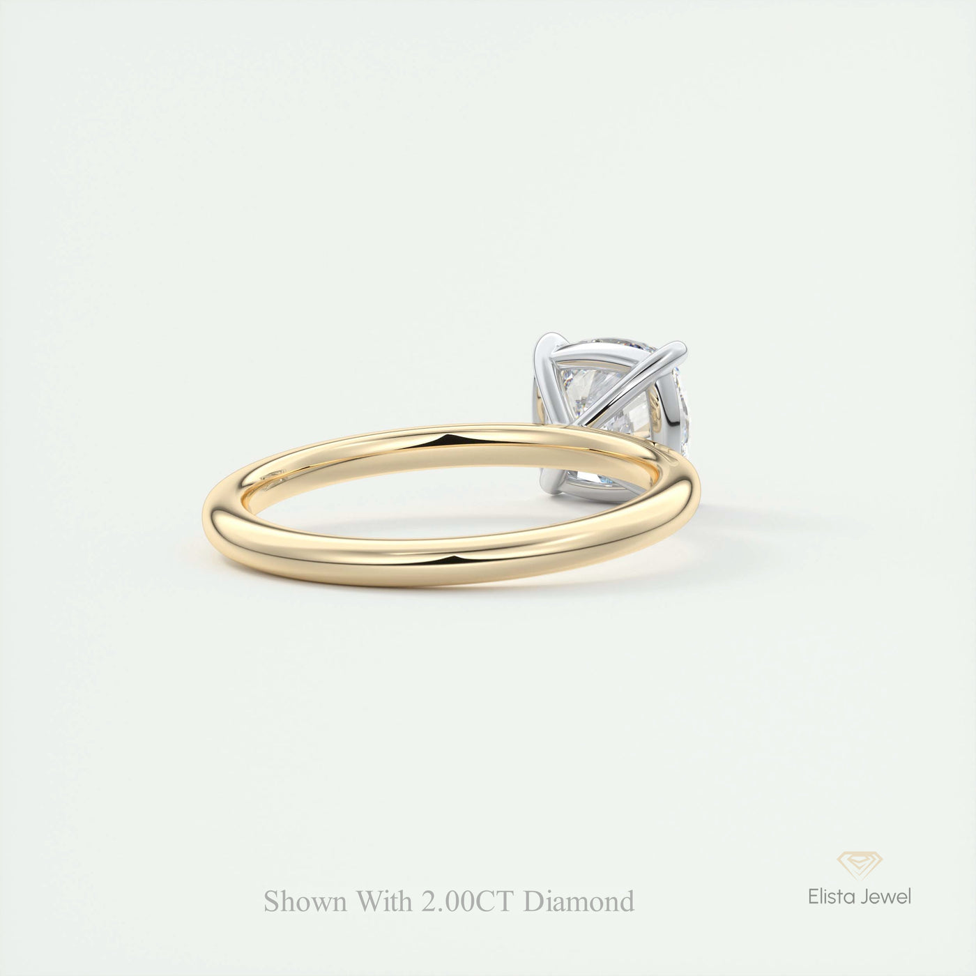 Cushion Cut Two Tone Solitaire Ring