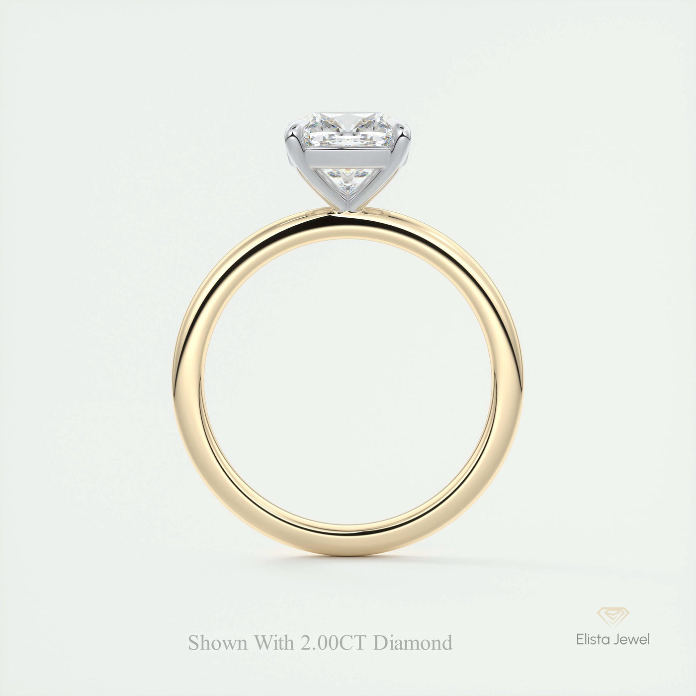 Cushion Cut Two Tone Solitaire Ring