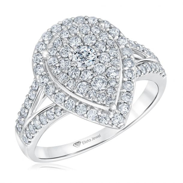 Round Cut Pear Shape Halo Wedding Ring