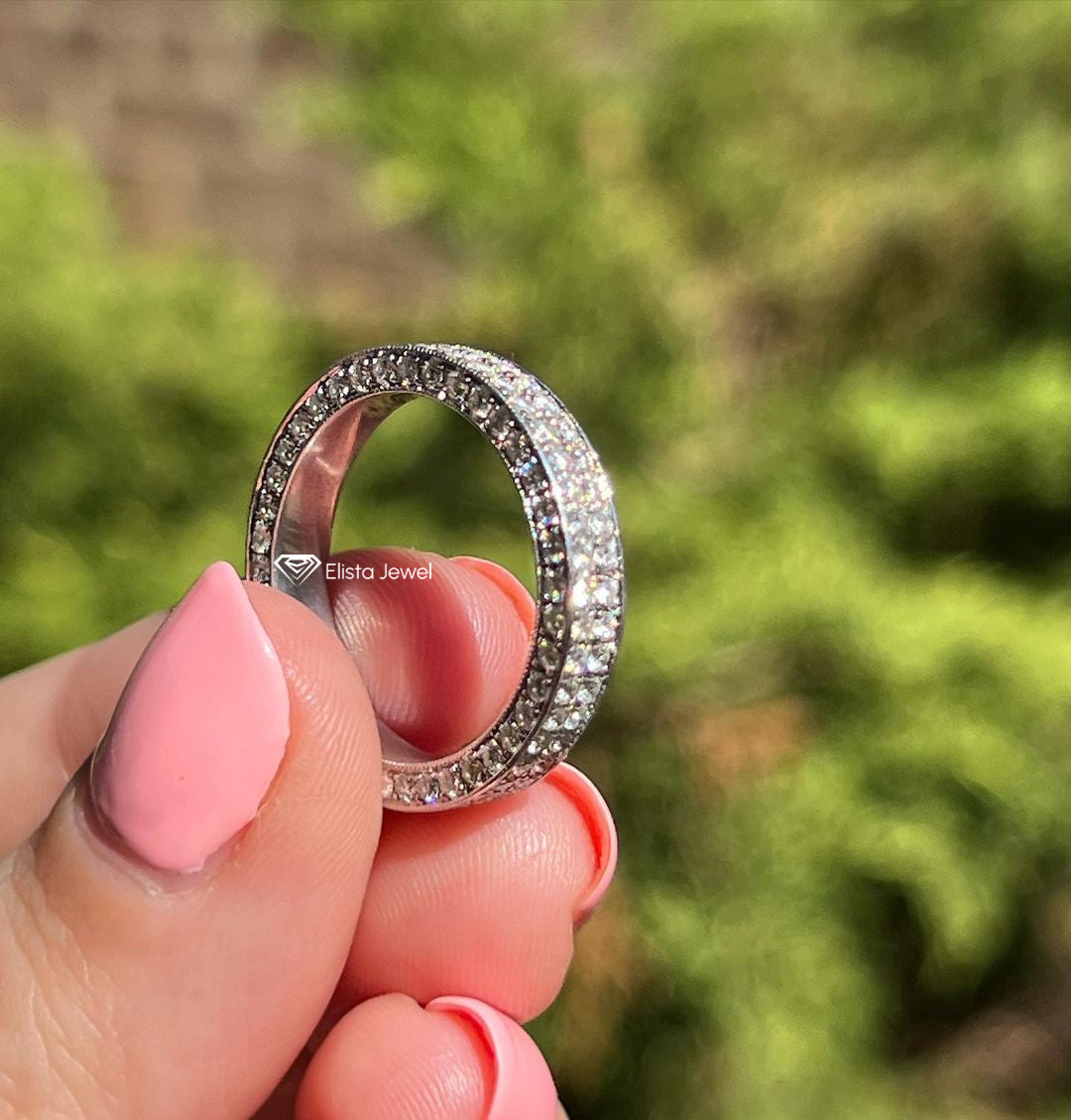 Round Cut Double Row Full Eternity Band