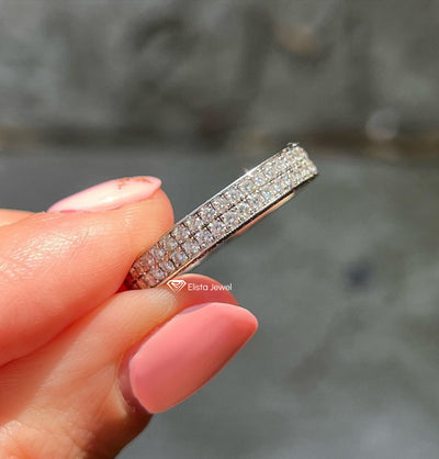 Round Cut Double Row Full Eternity Band