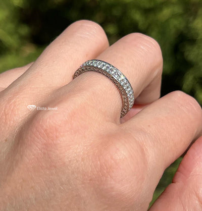 Round Cut Double Row Full Eternity Band