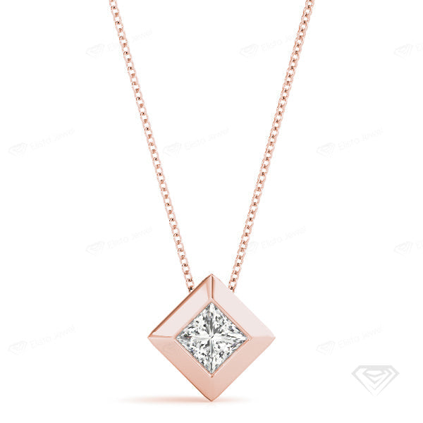 Dainty Princess Cut Certified Diamond Pendant