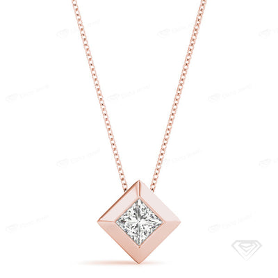 Dainty Princess Cut Certified Diamond Pendant
