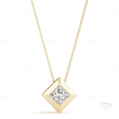Dainty Princess Cut Certified Diamond Pendant