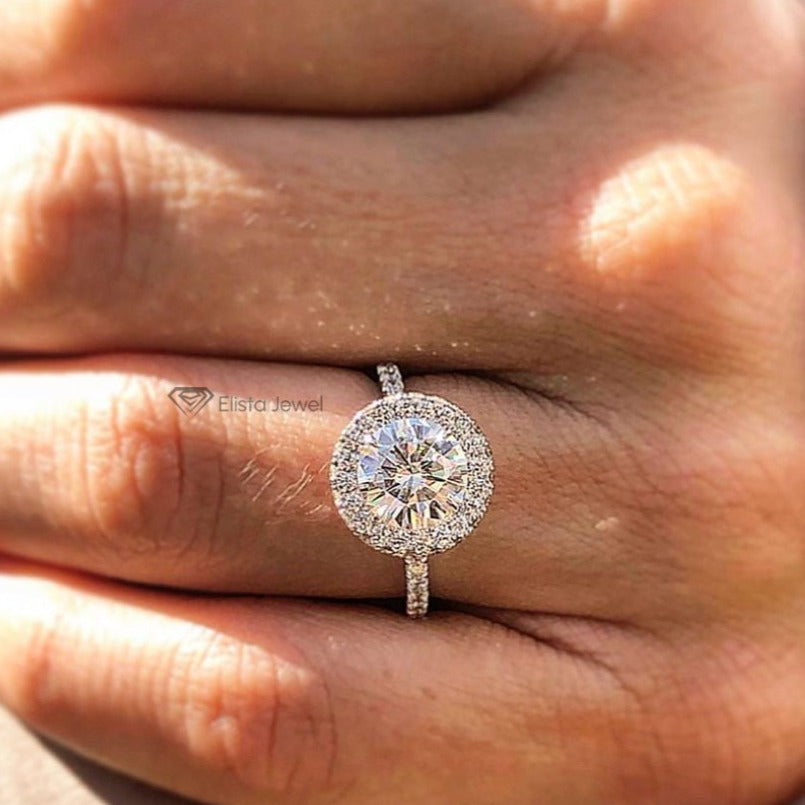 Round Cut Hidden Halo Engagement Ring