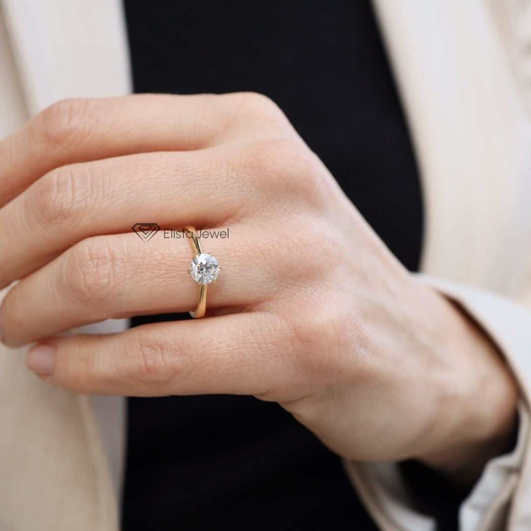 Dainty Round Lab Created Diamond Solitaire Ring