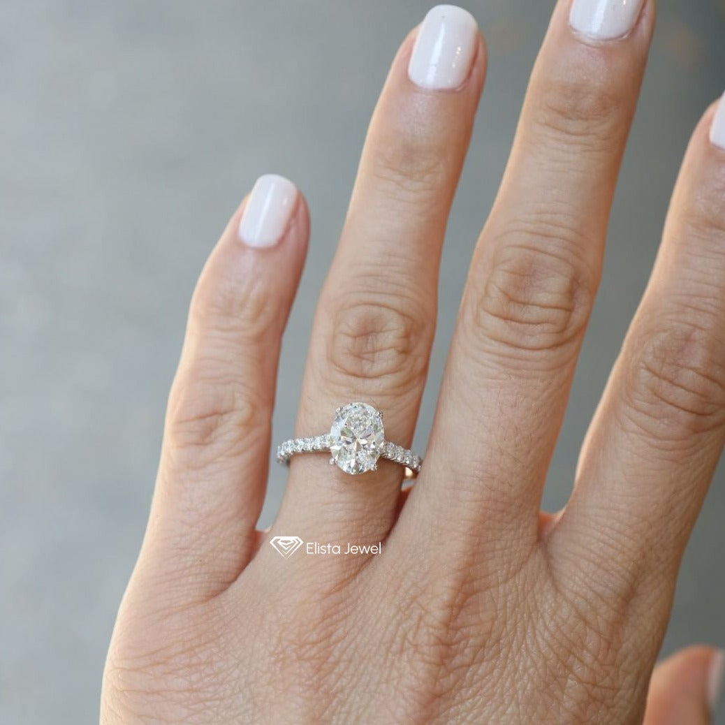 Oval Cut Accent Engagement Ring
