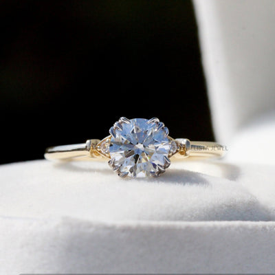 Round Cut Accent Engagement Ring