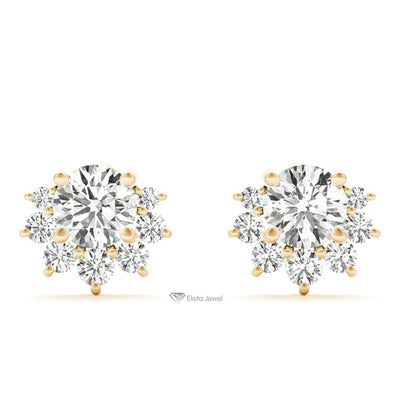 Round Cut Cluster Stud Earring