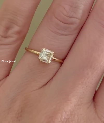 2CT Asscher Cut Solitaire Diamond Engagement Ring
