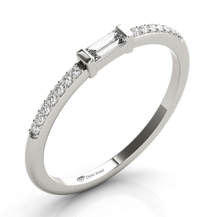 Baguette Cut Bar Set Engagement Ring