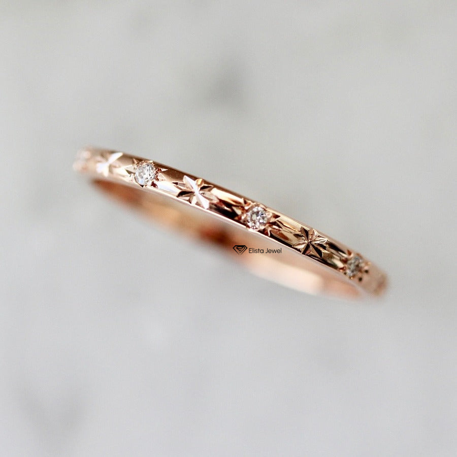 Round Cut Celestial Wedding Band