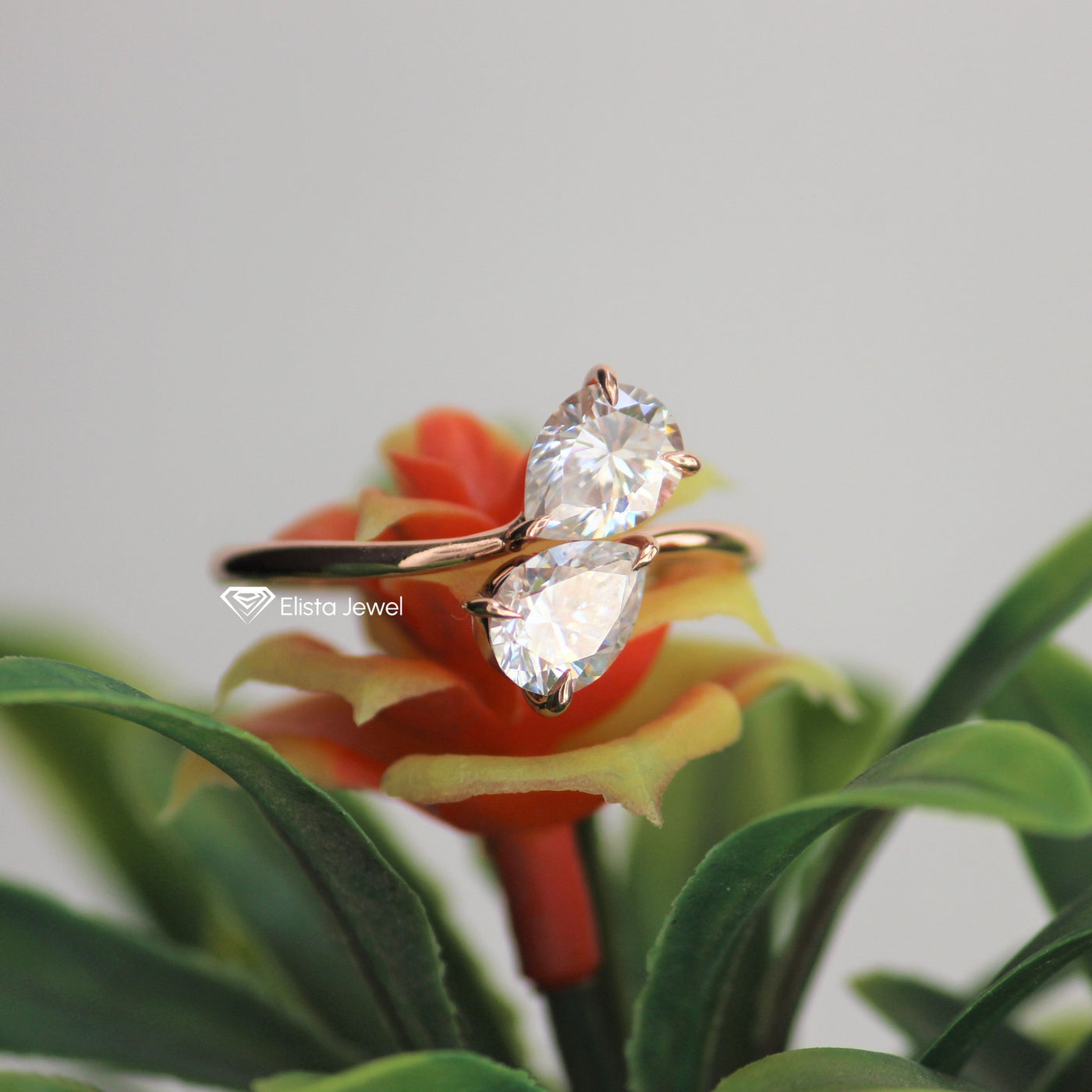 Toi Et Moi Twin Pear Bypass Engagement Ring