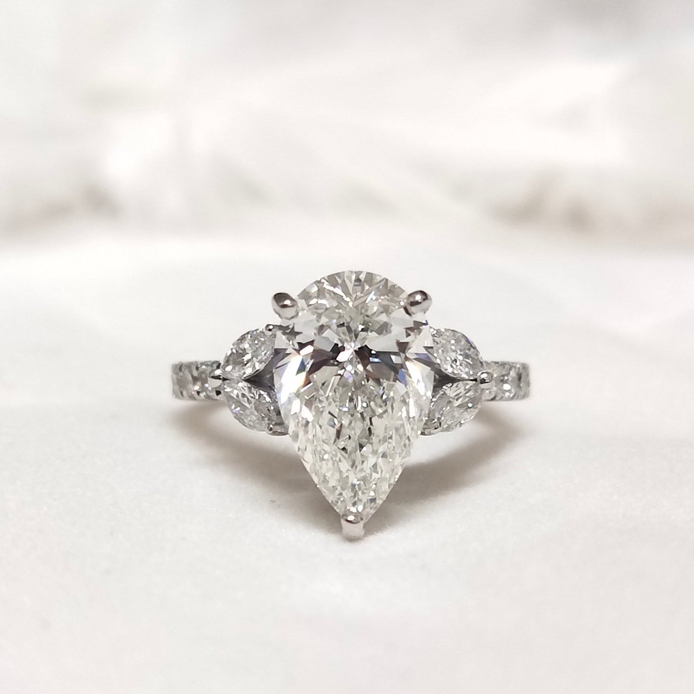 Cluster Pear Lab Created Diamond Engagement Ring