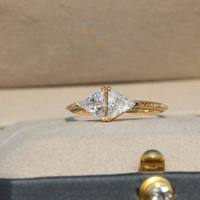 Trilliant Cut Two Stone Engagement Ring
