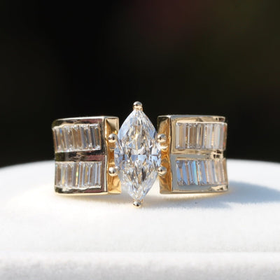 Marquise Cut Accent Wedding Ring