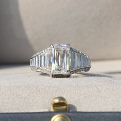 Emerald Cut Accent Art Deco Ring