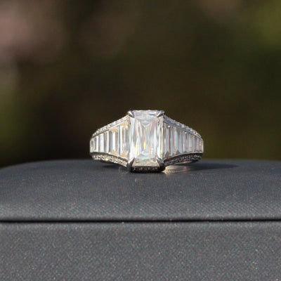 Emerald Cut Accent Art Deco Ring