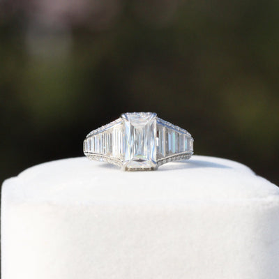 Emerald Cut Channel Set Accent Ring