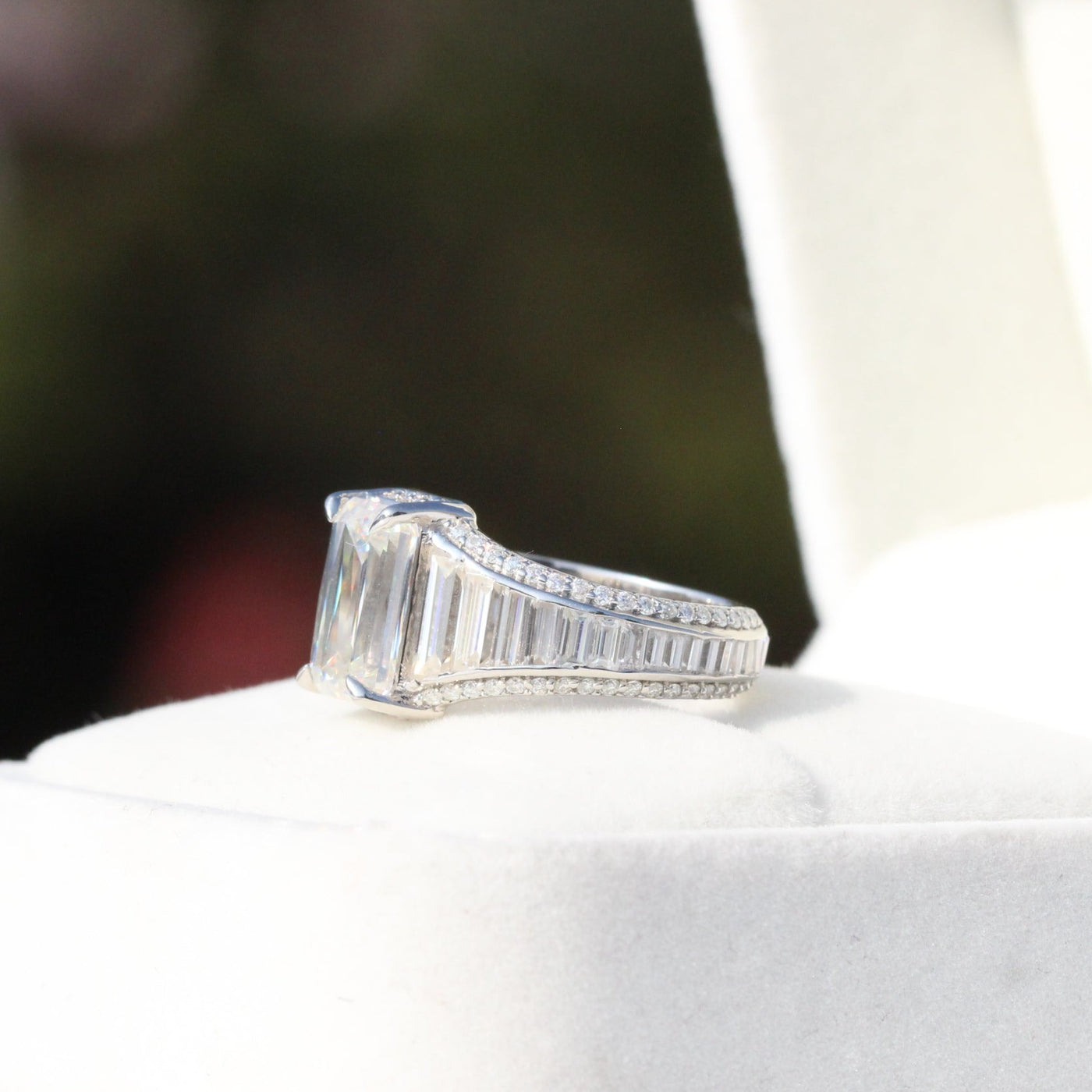 Emerald Cut Channel Set Accent Ring