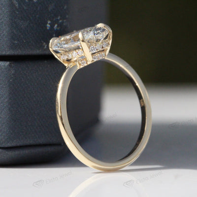 Oval Cut Double Hidden Halo Wedding Ring