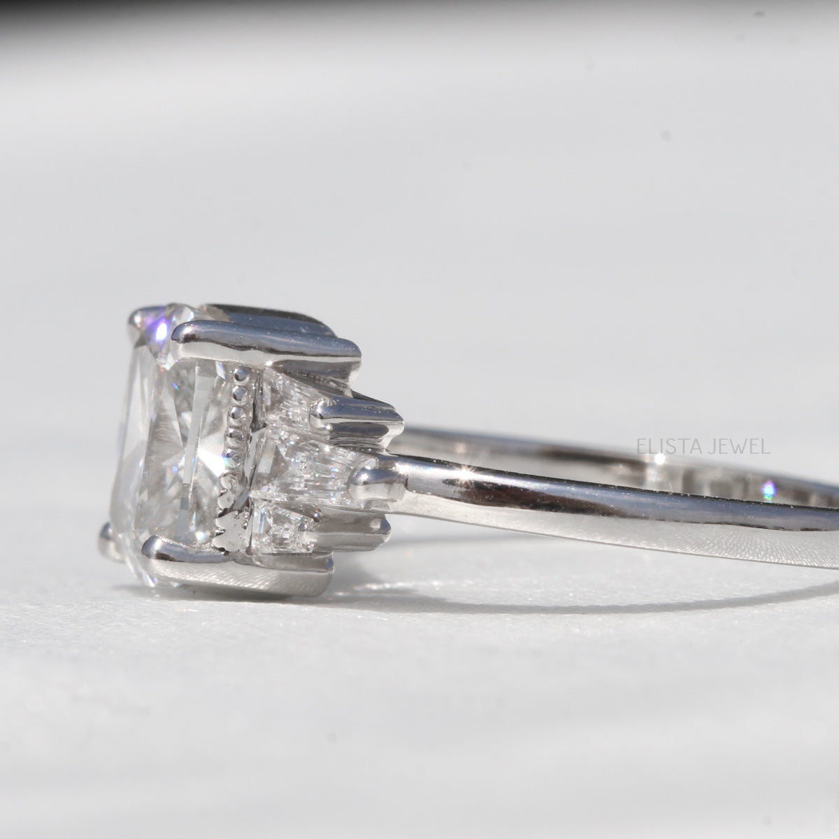 2CT Certified Cushion Diamond Engagement Ring, IGI Certified Cushion Lab Grown Diamond Hidden Halo Engagement ring in Platinum