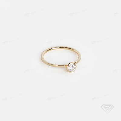 0.50CT Round Lab Diamond Full Bezel Minimalist Dainty Engagement Ring